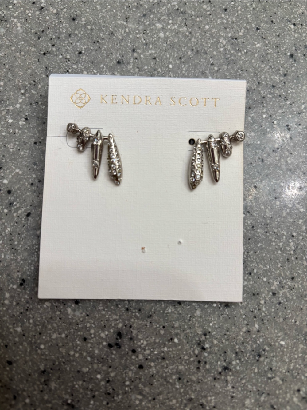 Kendra Scott Silver Crystal Teardrop Ear Jackets